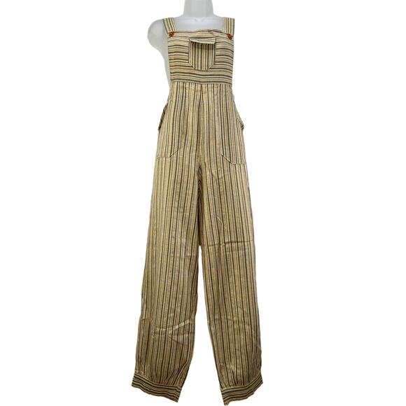 Handmade Cotton Stripe Jumpsuit Artesania Santillan Ecuador Yellow - Picture 1 of 10